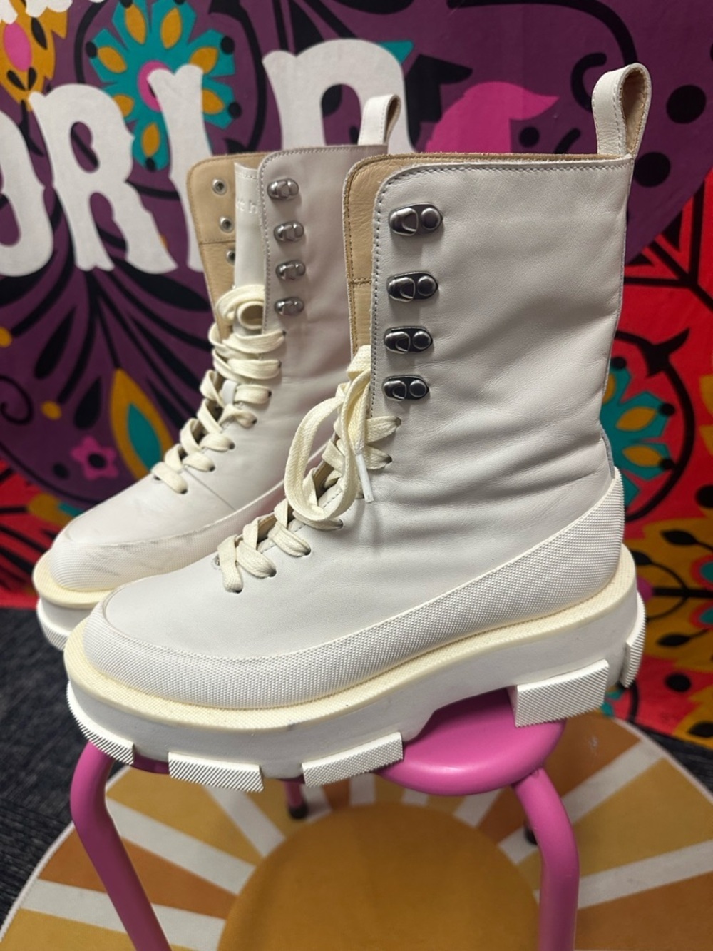 BOTH GAO high boots white Women’s Platform boots sz 8 - worn once